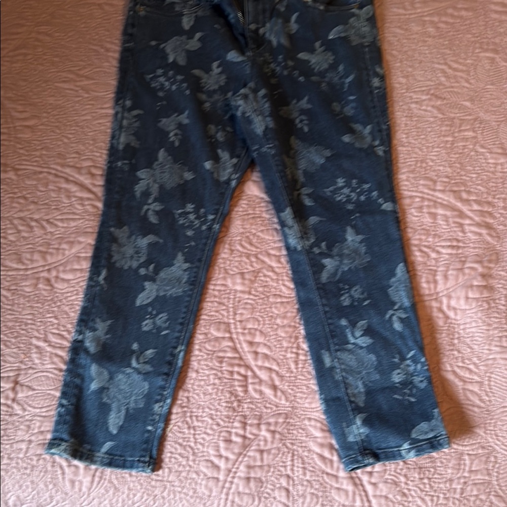 Ann Taylor Floral Skinny Jeans - Blue